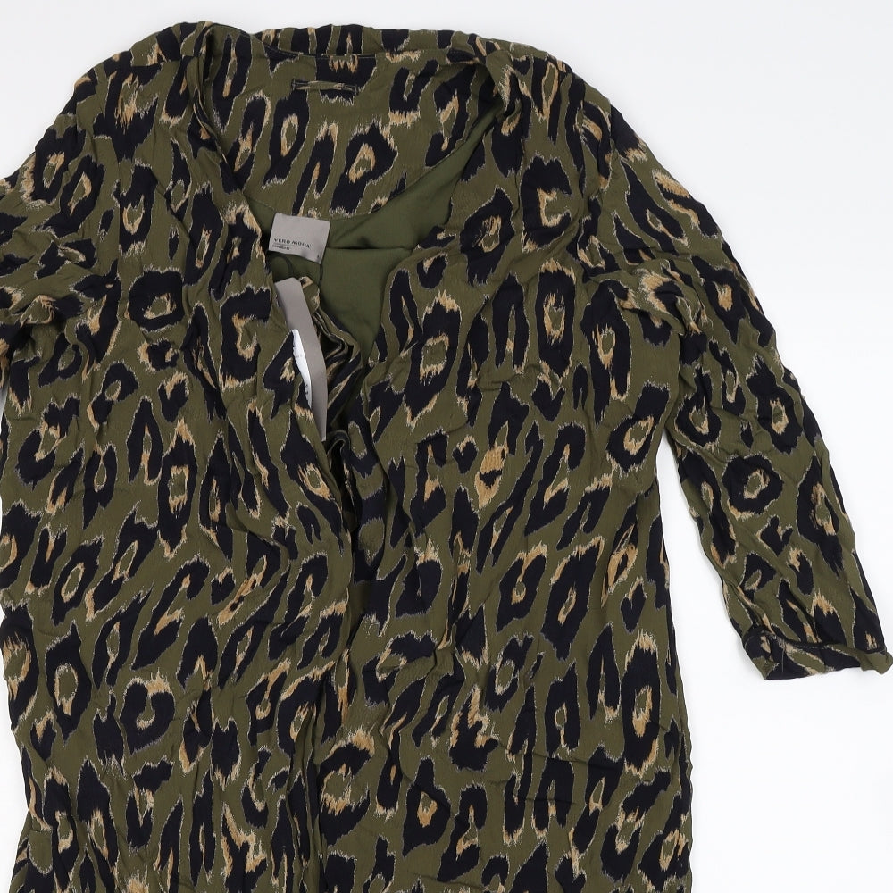 VERO MODA Womens Green Animal Print  Jacket Blazer Size S