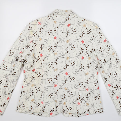 Dialogue Womens White Floral  Jacket Suit Jacket Size M