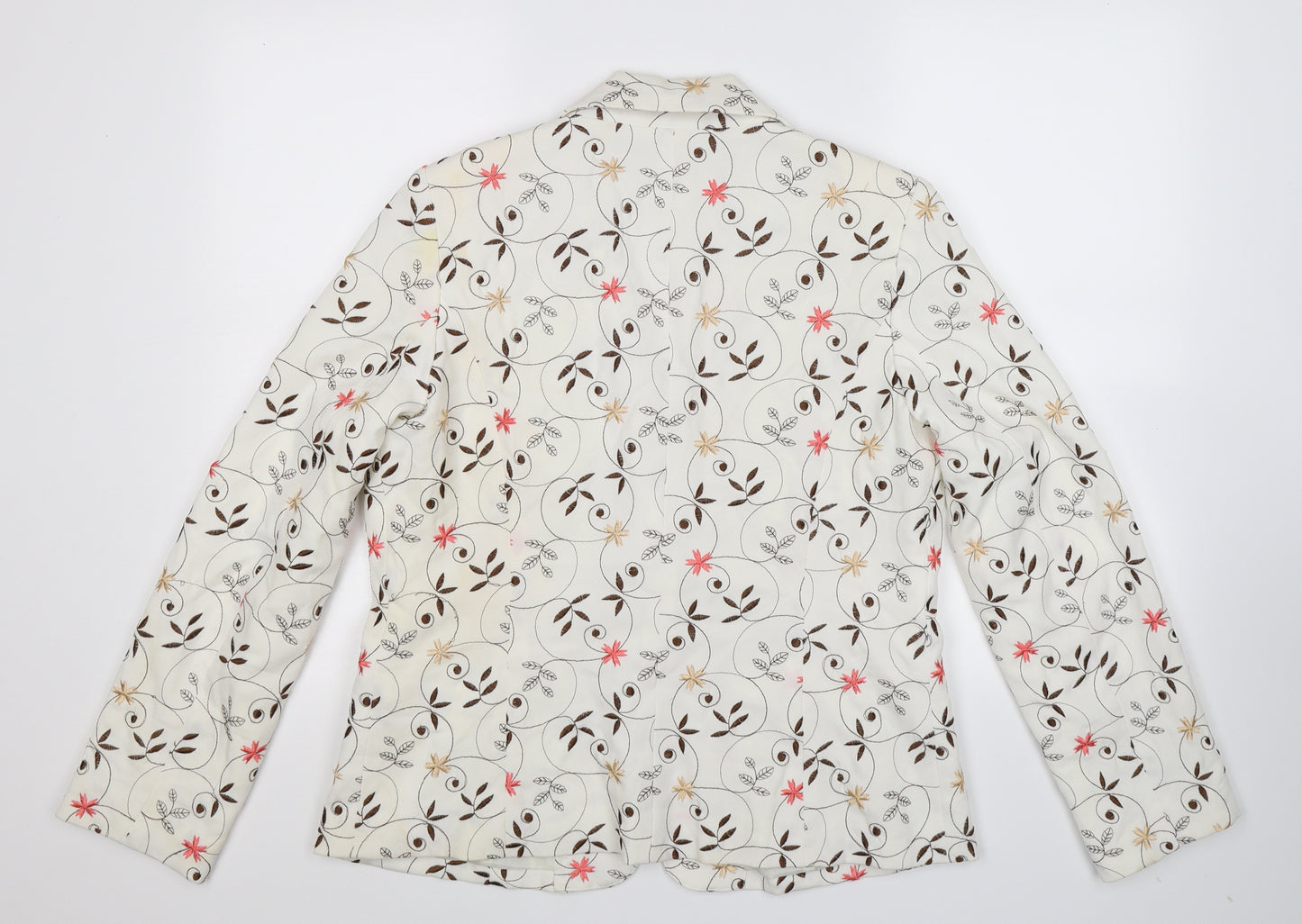 Dialogue Womens White Floral  Jacket Suit Jacket Size M