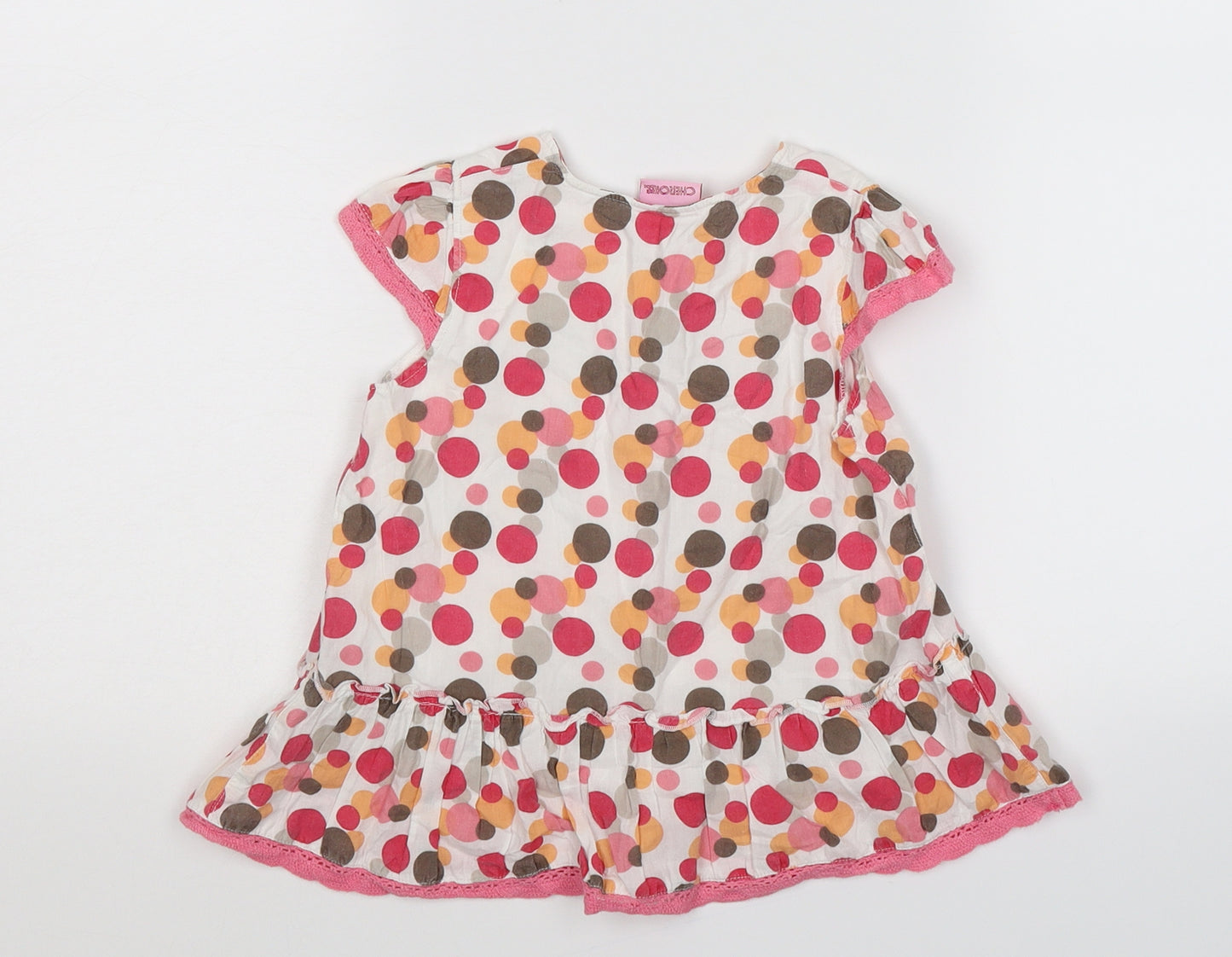 Cherokee Girls White Polka Dot  Fit & Flare  Size 2-3 Years