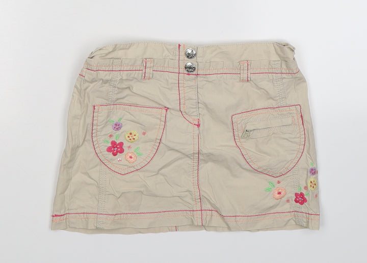 Cherokee Girls Beige Floral Mini Skirt Size 18-24 Months