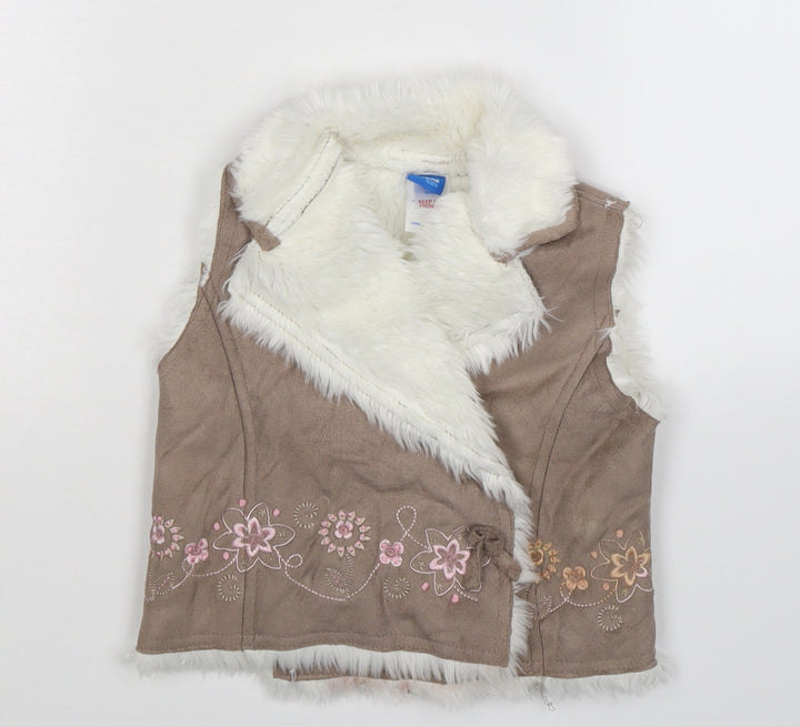 Adams Baby Grey Floral  Gilet Jacket Size 9-12 Months  - Faux Leather
