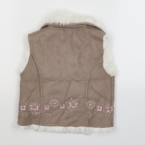 Adams Baby Grey Floral  Gilet Jacket Size 9-12 Months  - Faux Leather