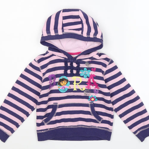 Nickelodeon Girls Multicoloured Striped  Pullover Hoodie Size S  - Dora The Explorer