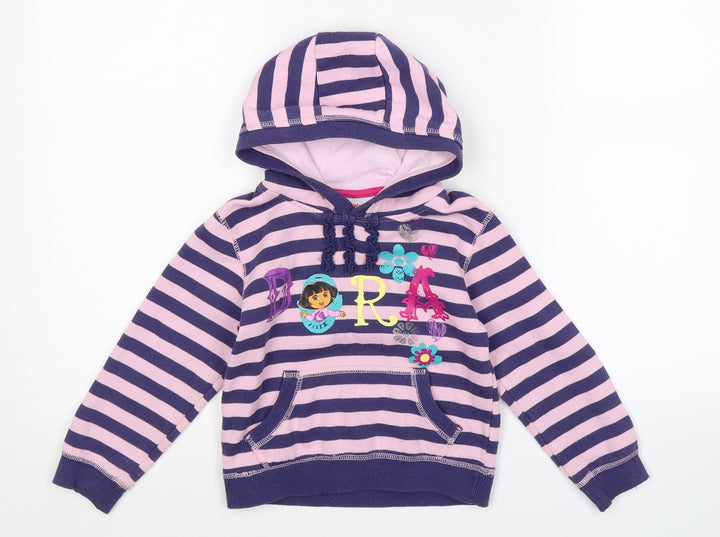 Nickelodeon Girls Multicoloured Striped Pullover Hoodie Size S - Dora The Explorer