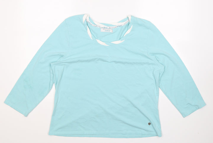 Artigiano Womens Blue Basic T-Shirt Size 22