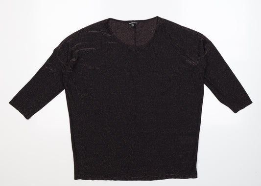 Front view of Warehouse women’s black basic t-shirt, size UK 14