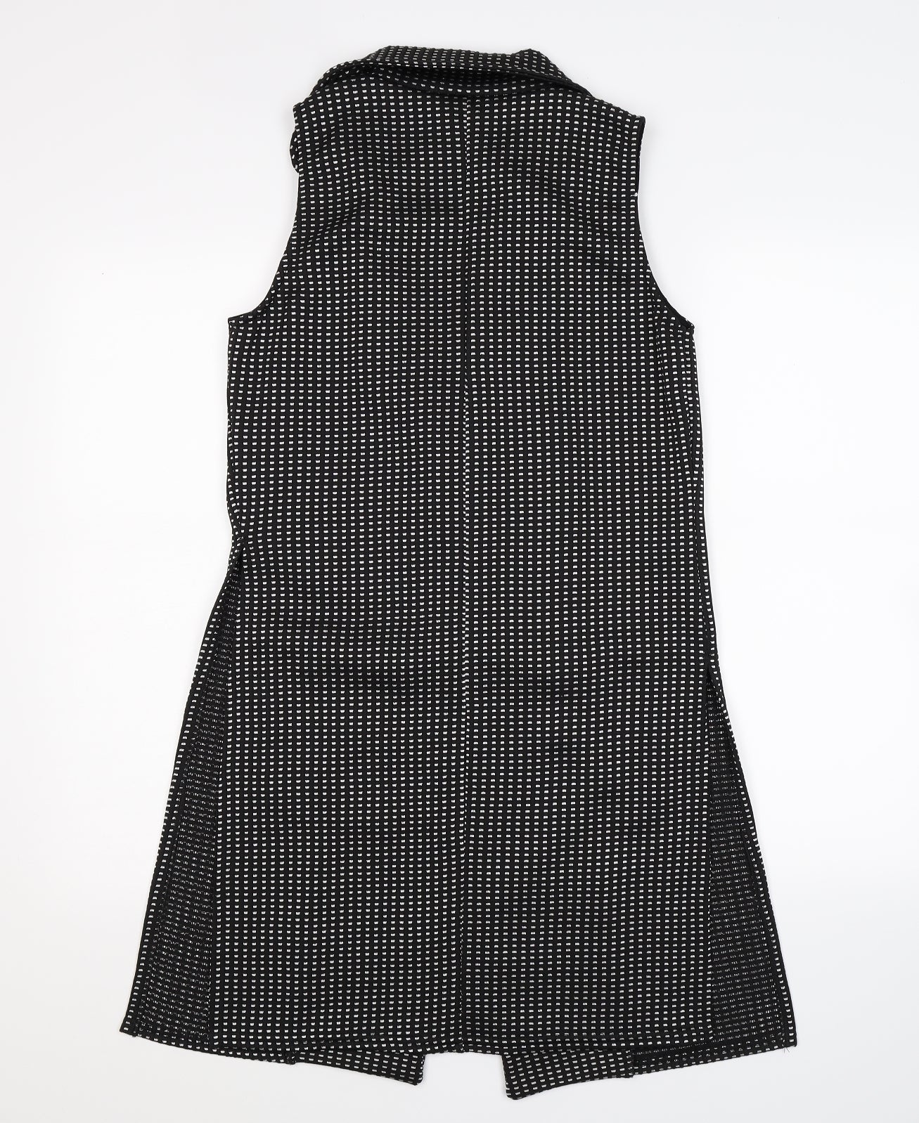 Boohoo Womens Black Check  Gilet Coat Size 10