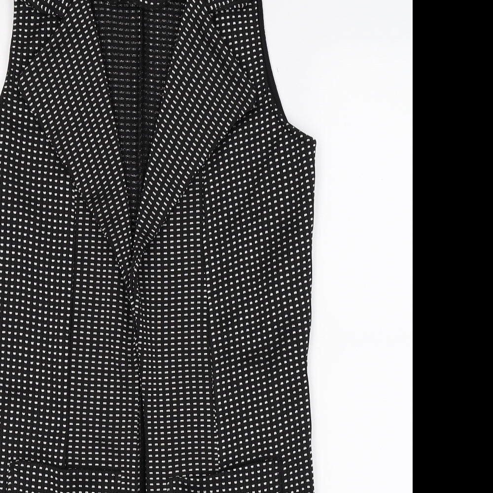 Boohoo Womens Black Check  Gilet Coat Size 10