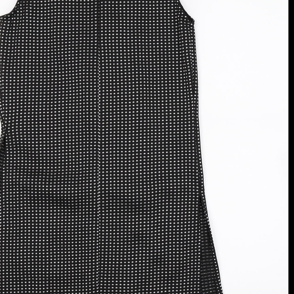 Boohoo Womens Black Check  Gilet Coat Size 10