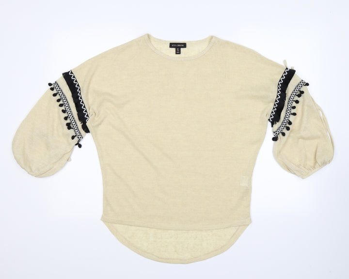 QED London Womens Beige Knit Pullover Jumper Size S
