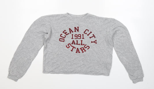Front view of Zara girls’ grey knit jumper, size 11-12, years