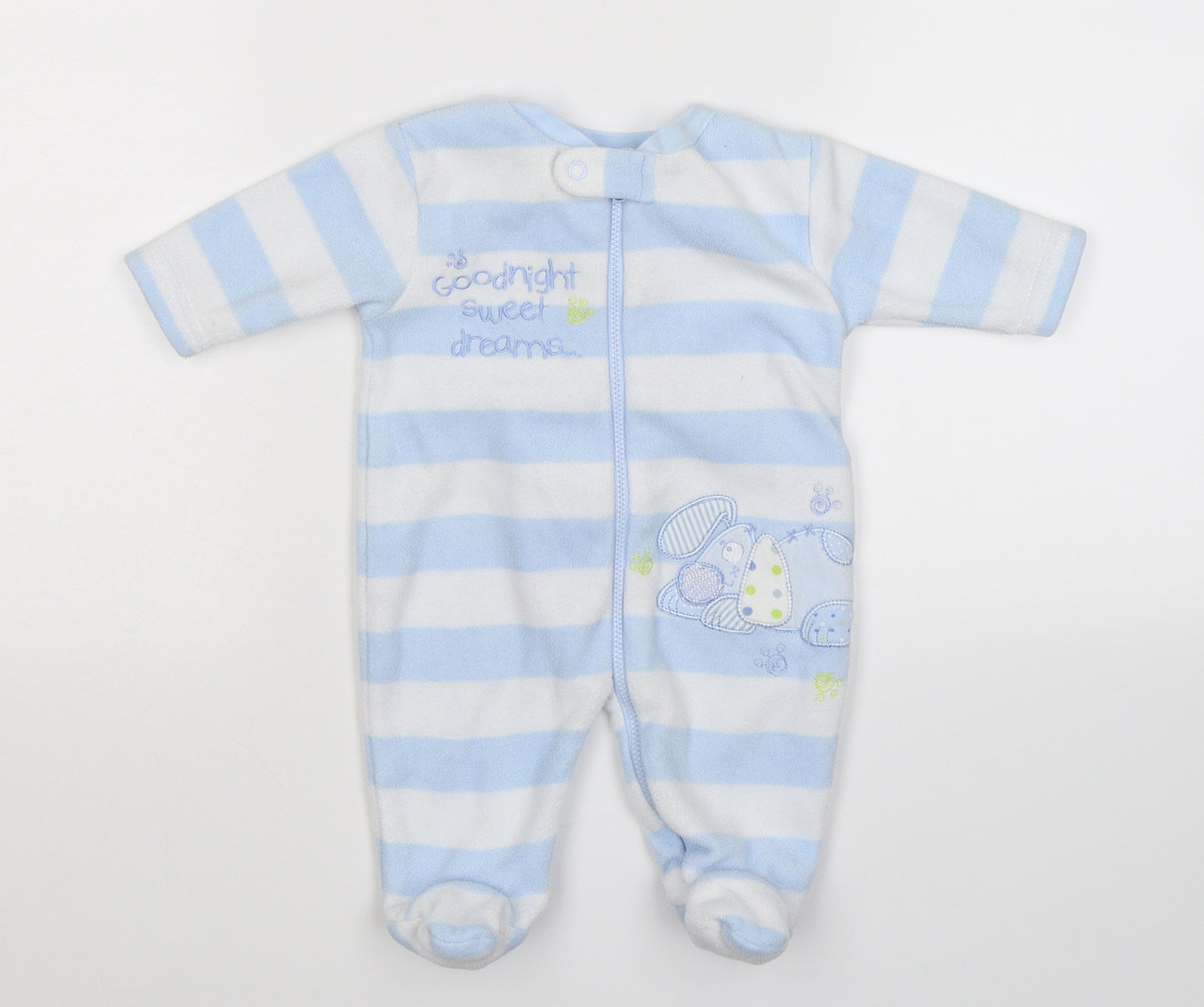 George Boys Blue Striped Fleece Babygrow One-Piece Size Newborn