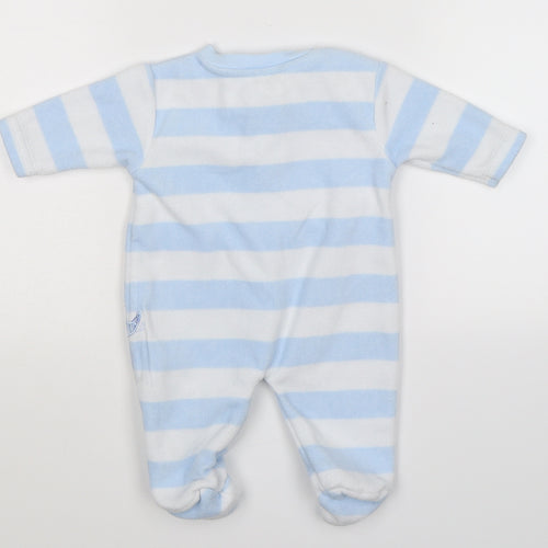 George Boys Blue Striped Fleece Babygrow One-Piece Size Newborn