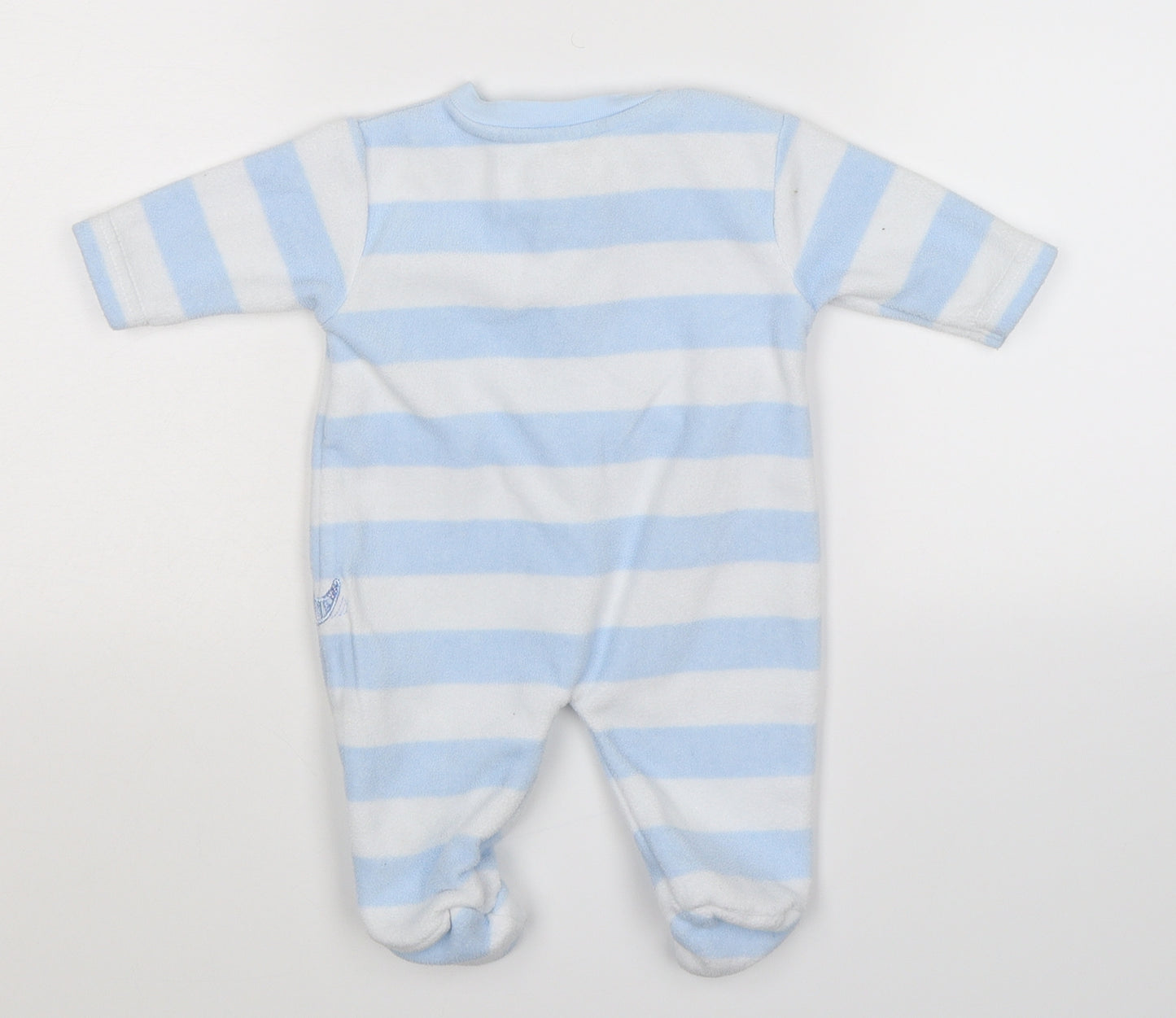 George Boys Blue Striped Fleece Babygrow One-Piece Size Newborn