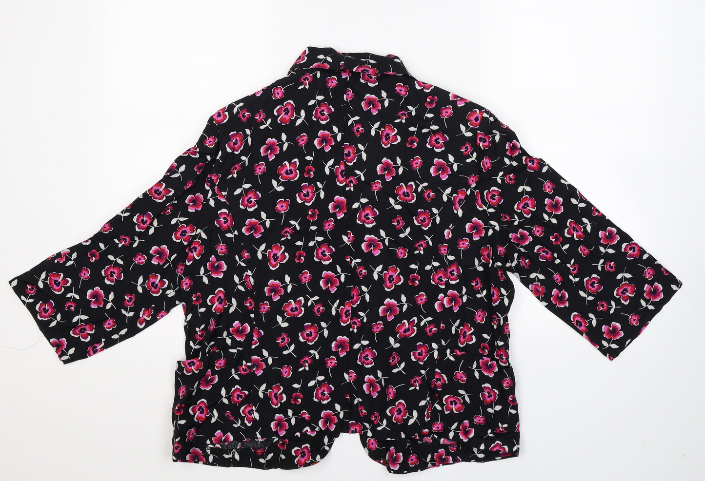 M&Co Womens Black Floral  Jacket Blazer Size 16