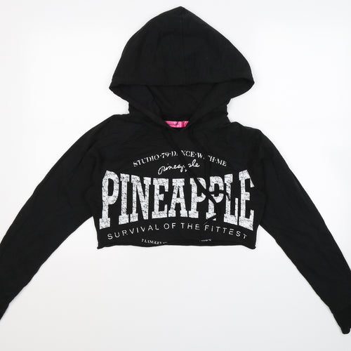 Pineapple Womens Black   Pullover Hoodie Size XS  - Cropped