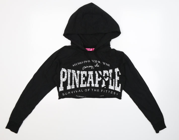 Pineapple Womens Black   Pullover Hoodie Size XS  - Cropped