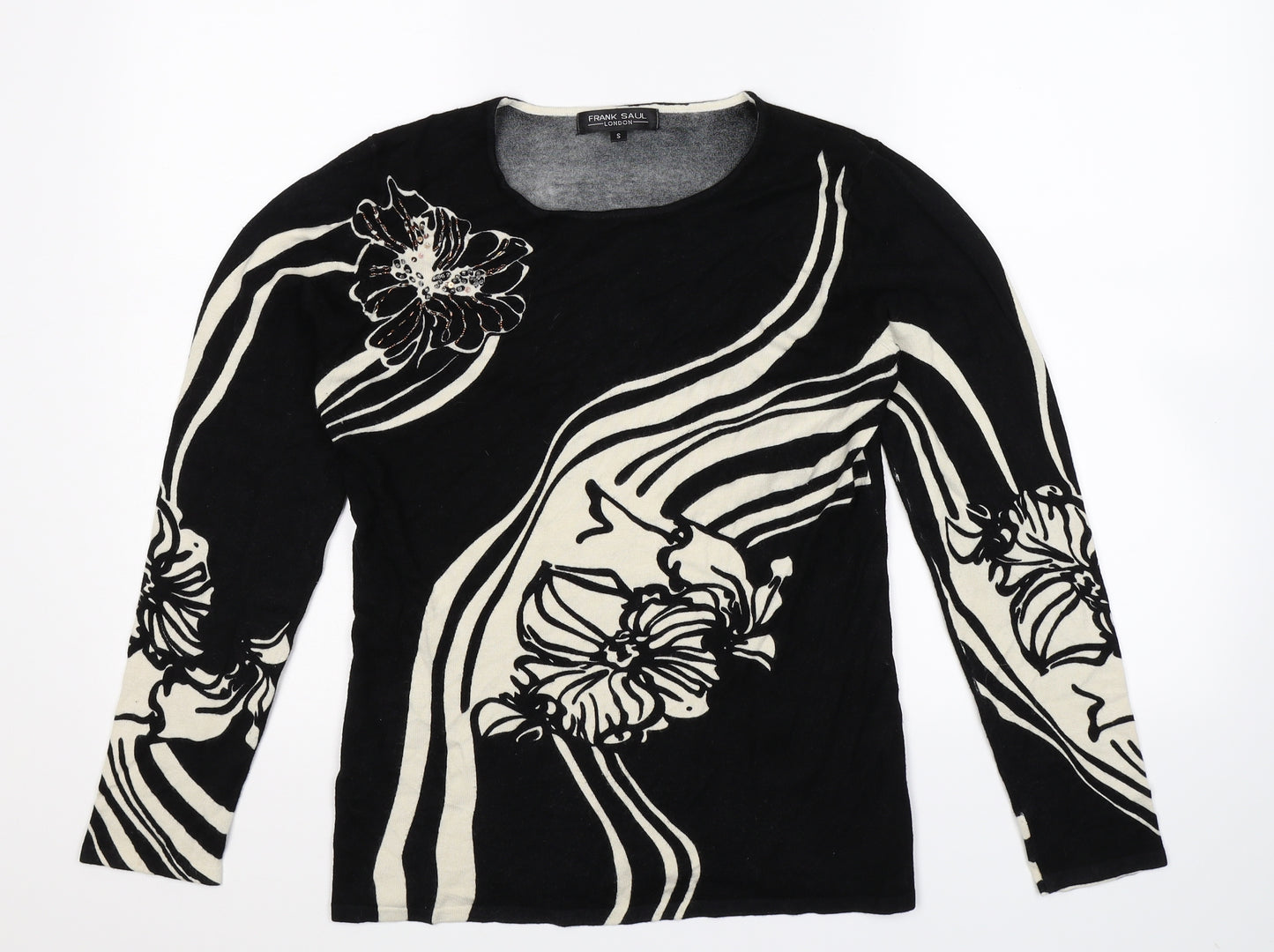 Frank Saul Womens Black  Knit Pullover Jumper Size S