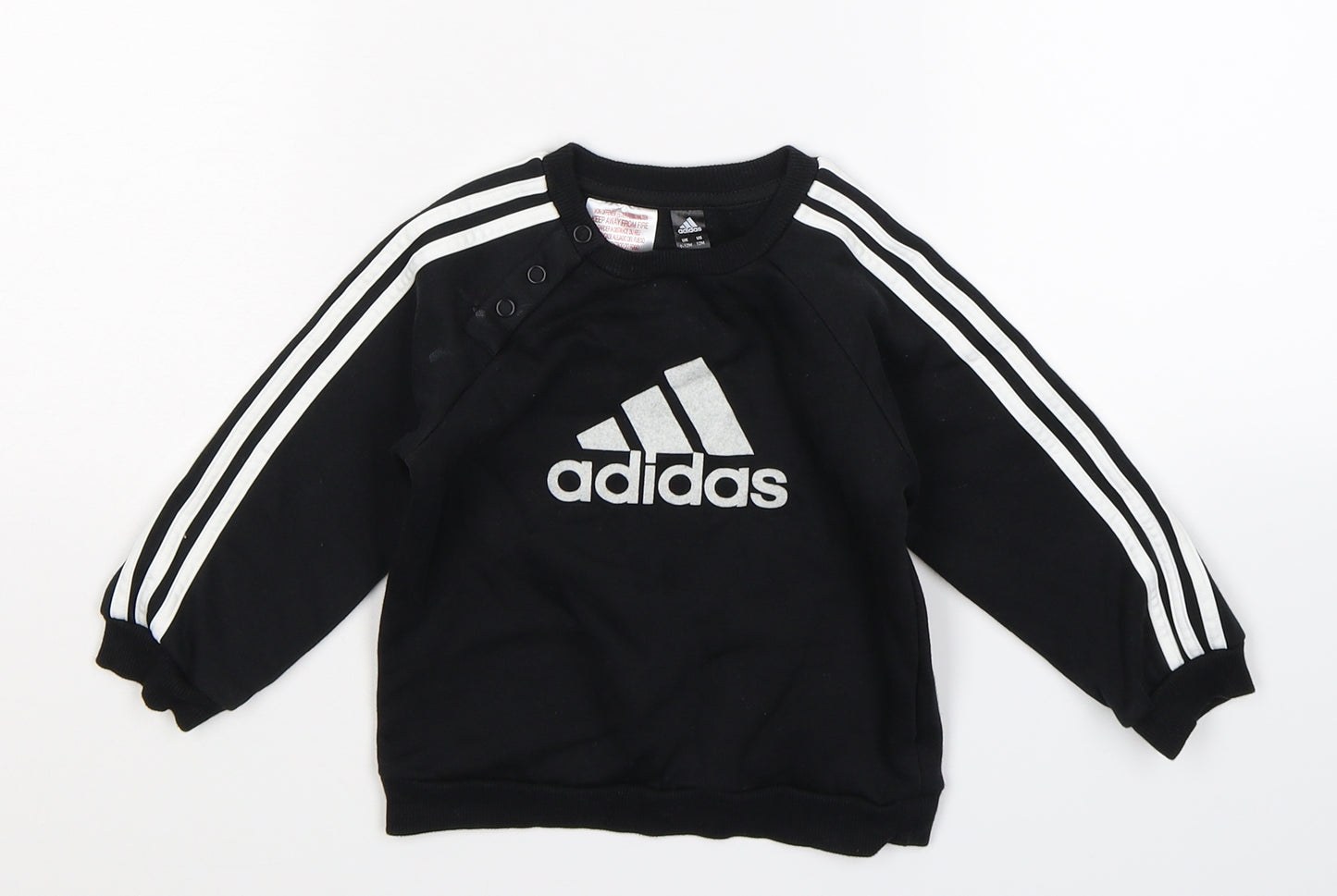 adidas Boys Black Striped  Pullover Jumper Size 9-12 Months