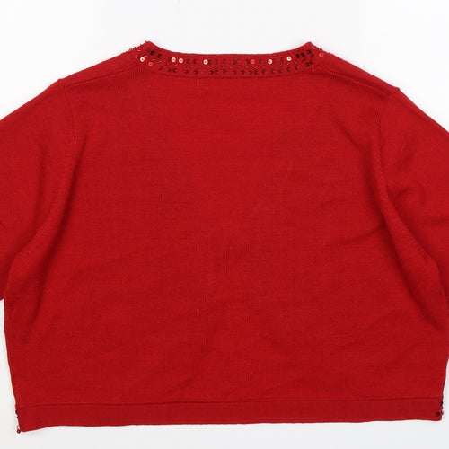 Charges Womens Red  Knit Cardigan Jumper Size 16