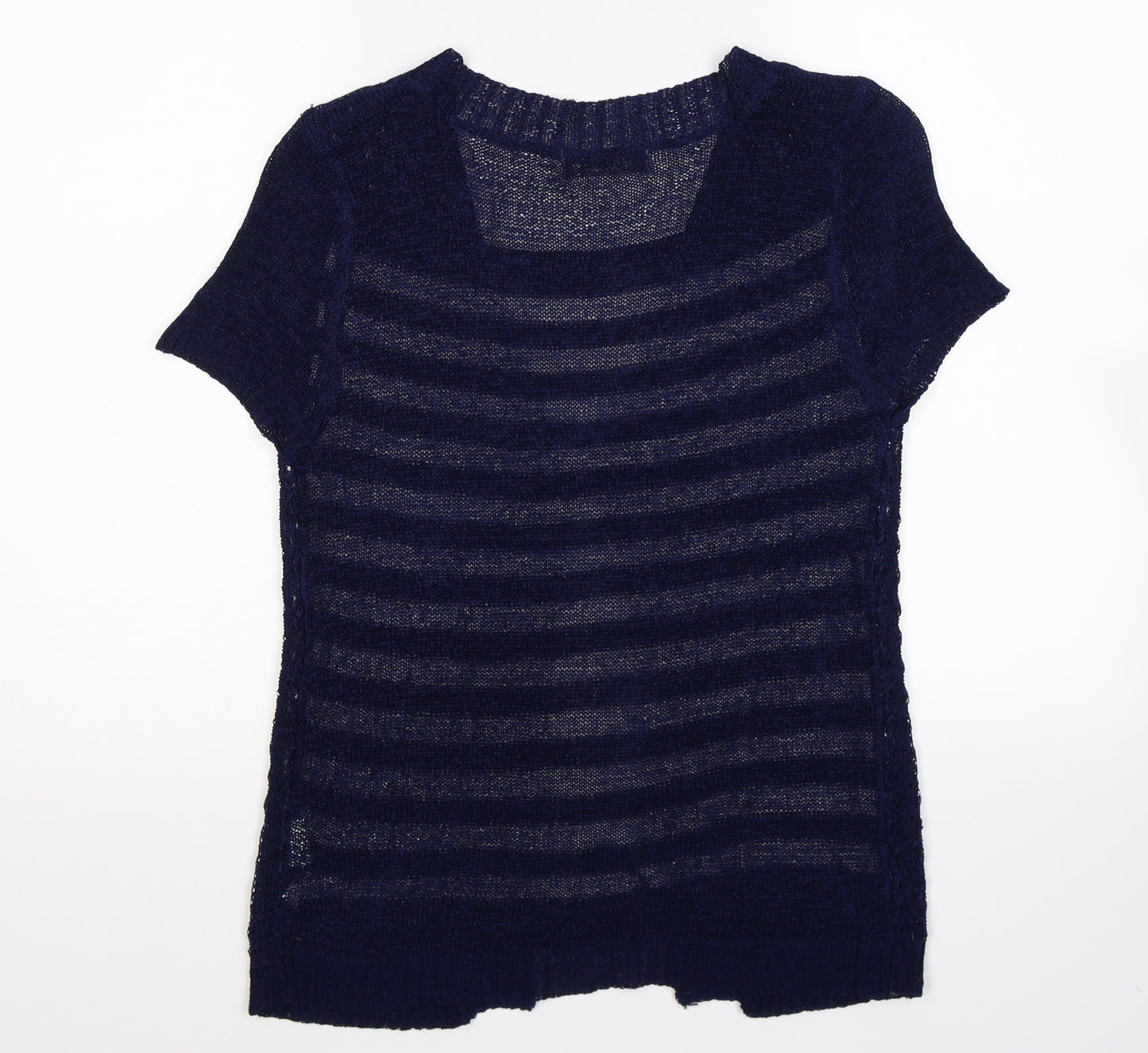 Just Elegance Womens Blue Striped Knit Pullover Jumper Size M
