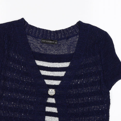 Just Elegance Womens Blue Striped Knit Pullover Jumper Size M