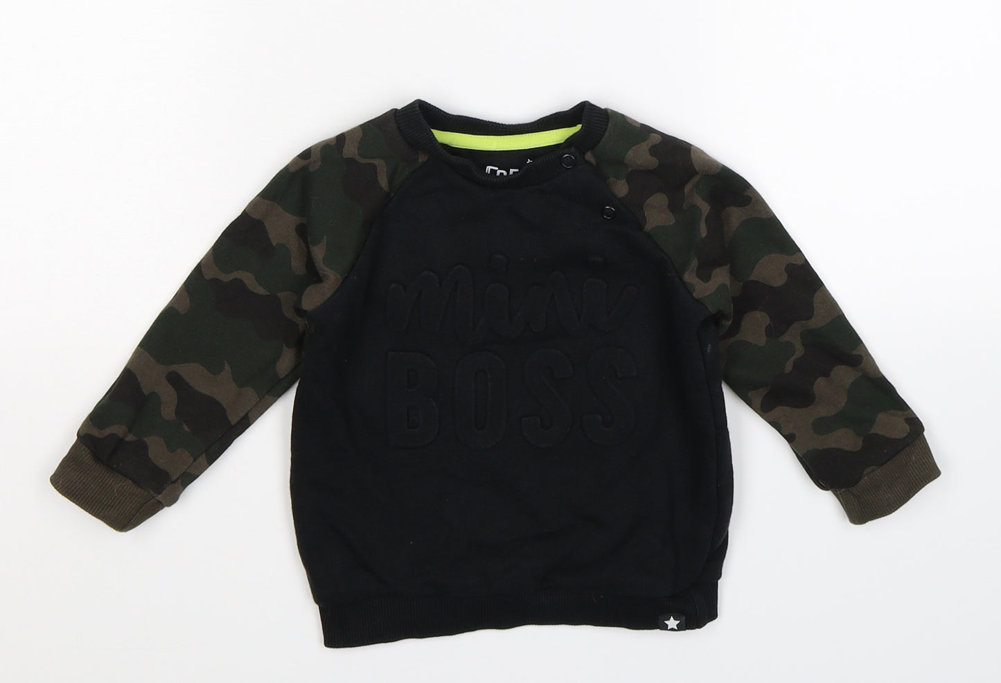 Fred & Flo Boys Black Camouflage  Pullover Jumper Size 9-12 Months