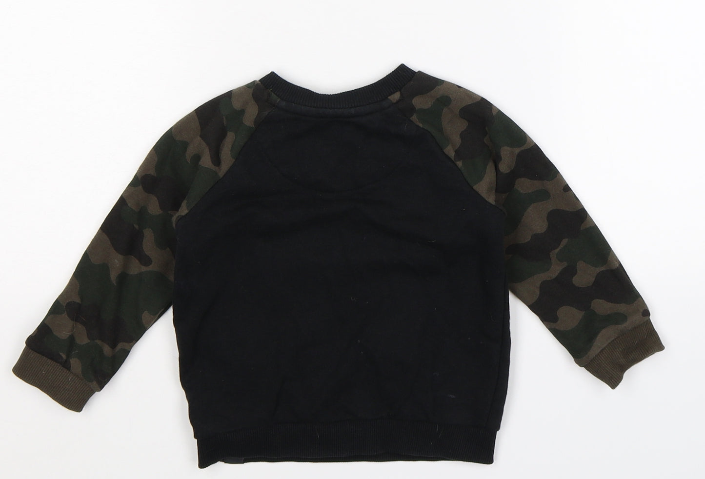 Fred & Flo Boys Black Camouflage  Pullover Jumper Size 9-12 Months