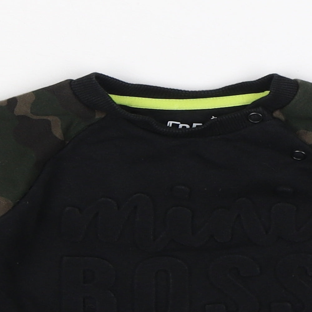 Fred & Flo Boys Black Camouflage  Pullover Jumper Size 9-12 Months