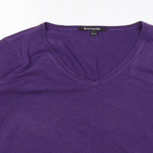 Bonmarché Womens Purple  Knit Pullover Jumper Size 14