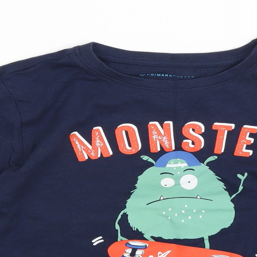 Primark Boys Blue   Basic T-Shirt Size 5-6 Years  - Monster Skate