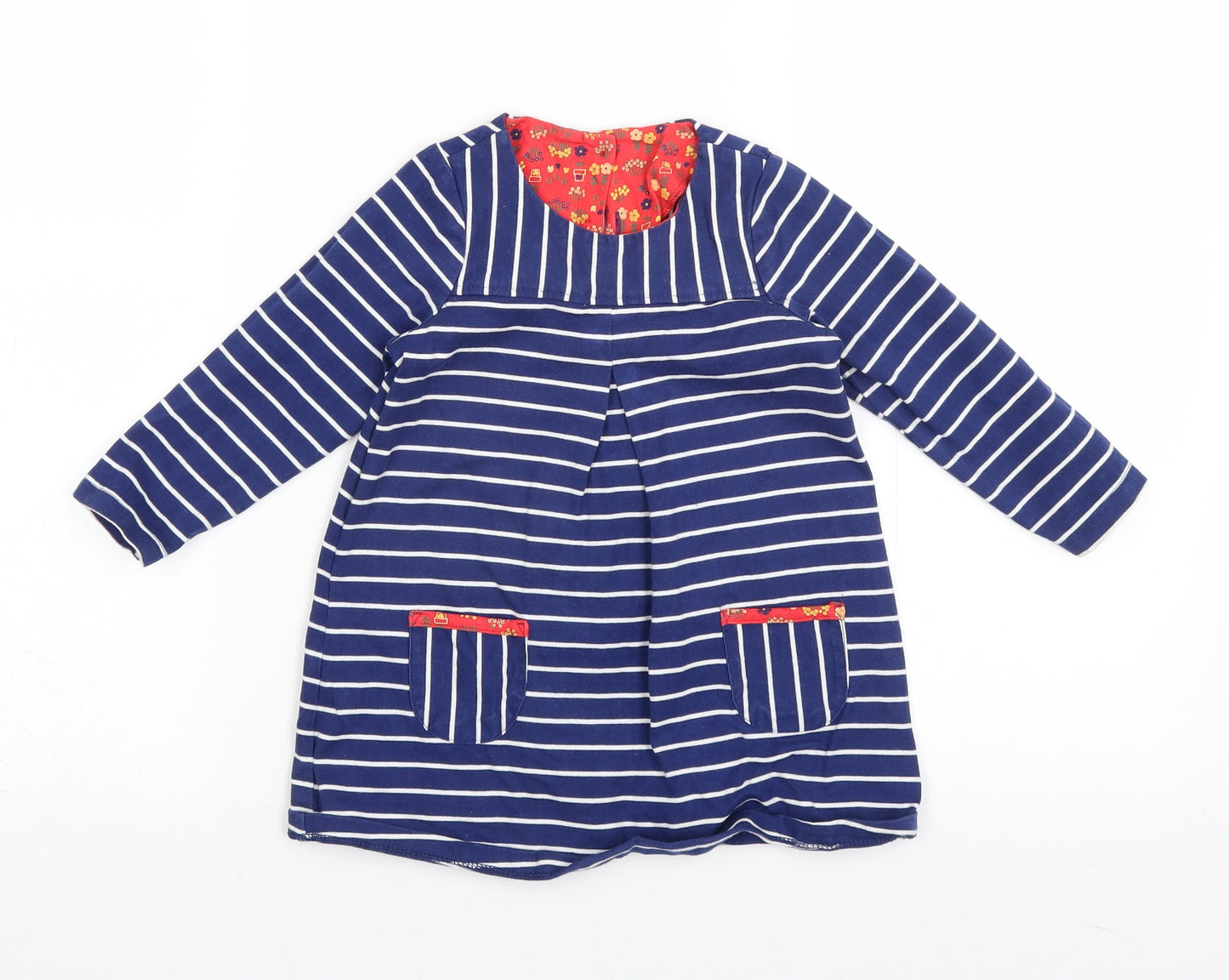 Mothercare Girls Blue Striped  A-Line  Size 18-24 Months