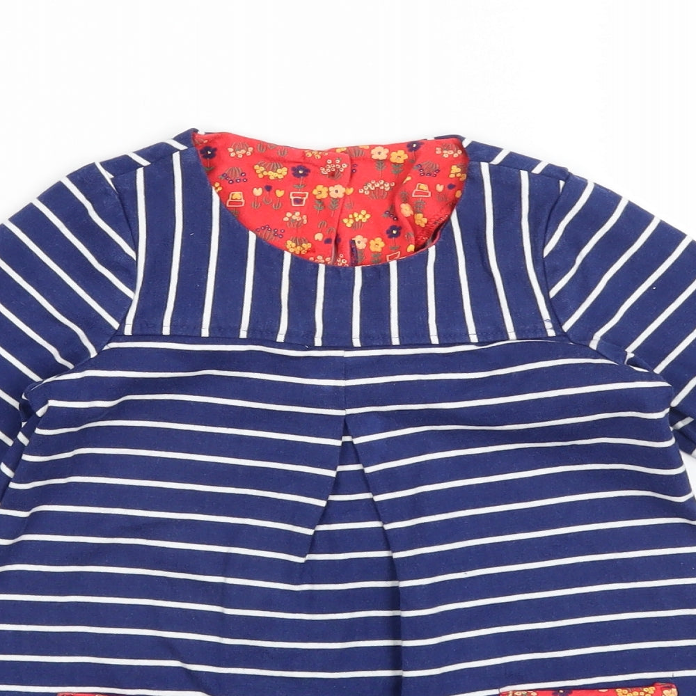 Mothercare Girls Blue Striped  A-Line  Size 18-24 Months