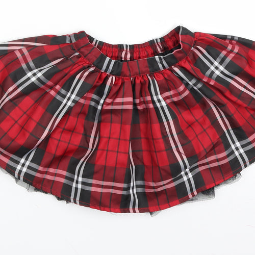 Ladybird Girls Red Plaid  Skater Skirt Size 2-3 Years