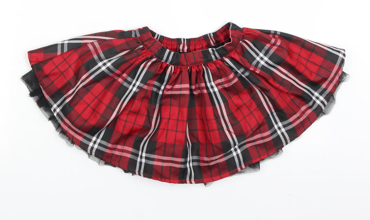 Ladybird Girls Red Plaid Skater Skirt Size 2-3 Years