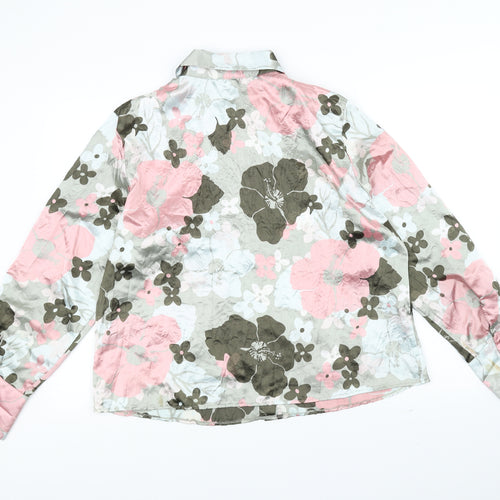Taifun Womens Green Floral  Basic Button-Up Size 18