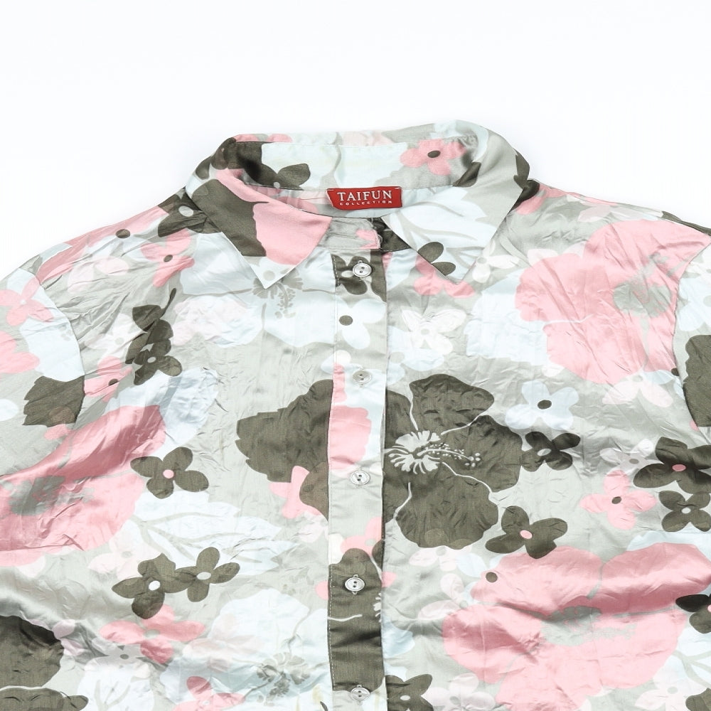 Taifun Womens Green Floral  Basic Button-Up Size 18