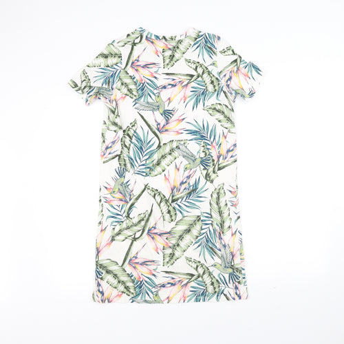 H&M Womens White Floral  T-Shirt Dress  Size 6