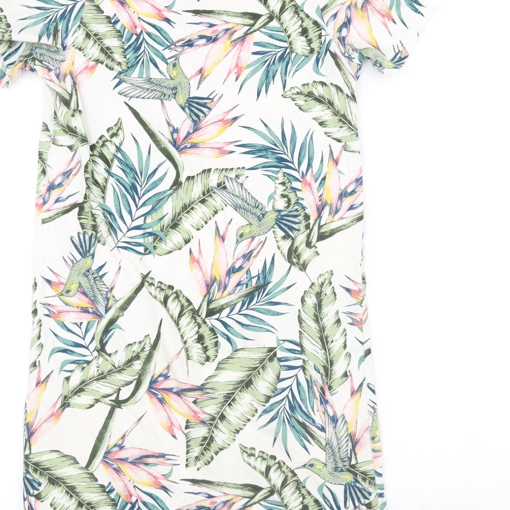 H&M Womens White Floral  T-Shirt Dress  Size 6