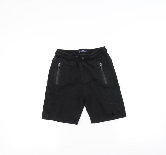 Front view of Preworn boys’ black sweat shorts, size 9, years
