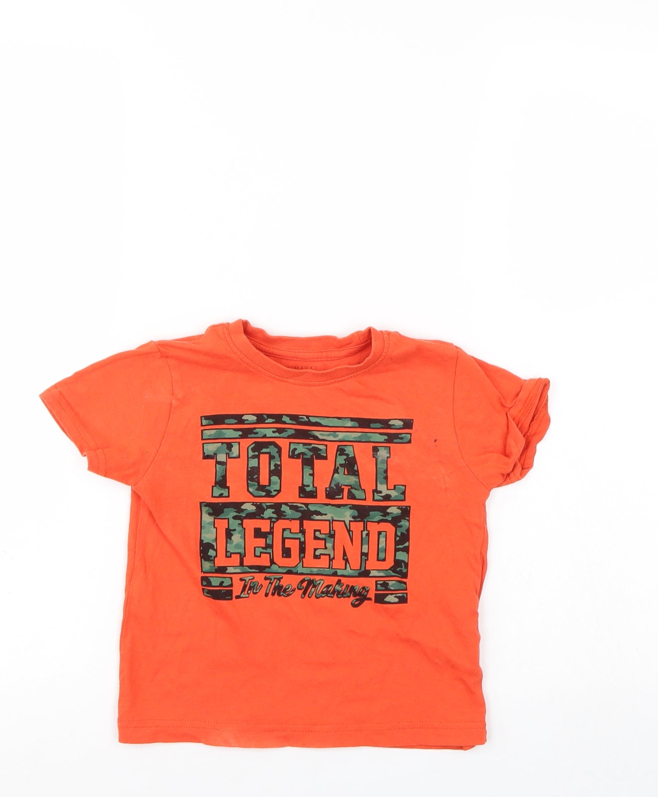 Primark Boys Orange   Basic T-Shirt Size 2-3 Years
