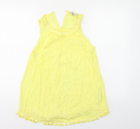 Front view of F&F women’s yellow tunic blouse, size UK 12