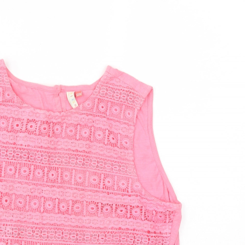 Lottie Womens Pink Geometric  Basic Blouse Size 12