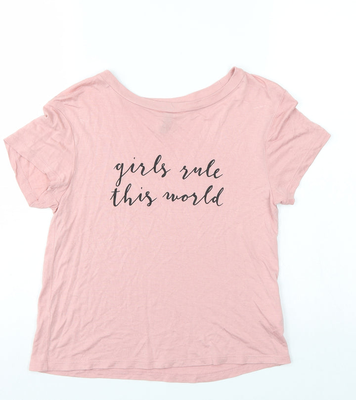 Divided Womens Pink Basic T-Shirt Size XS
