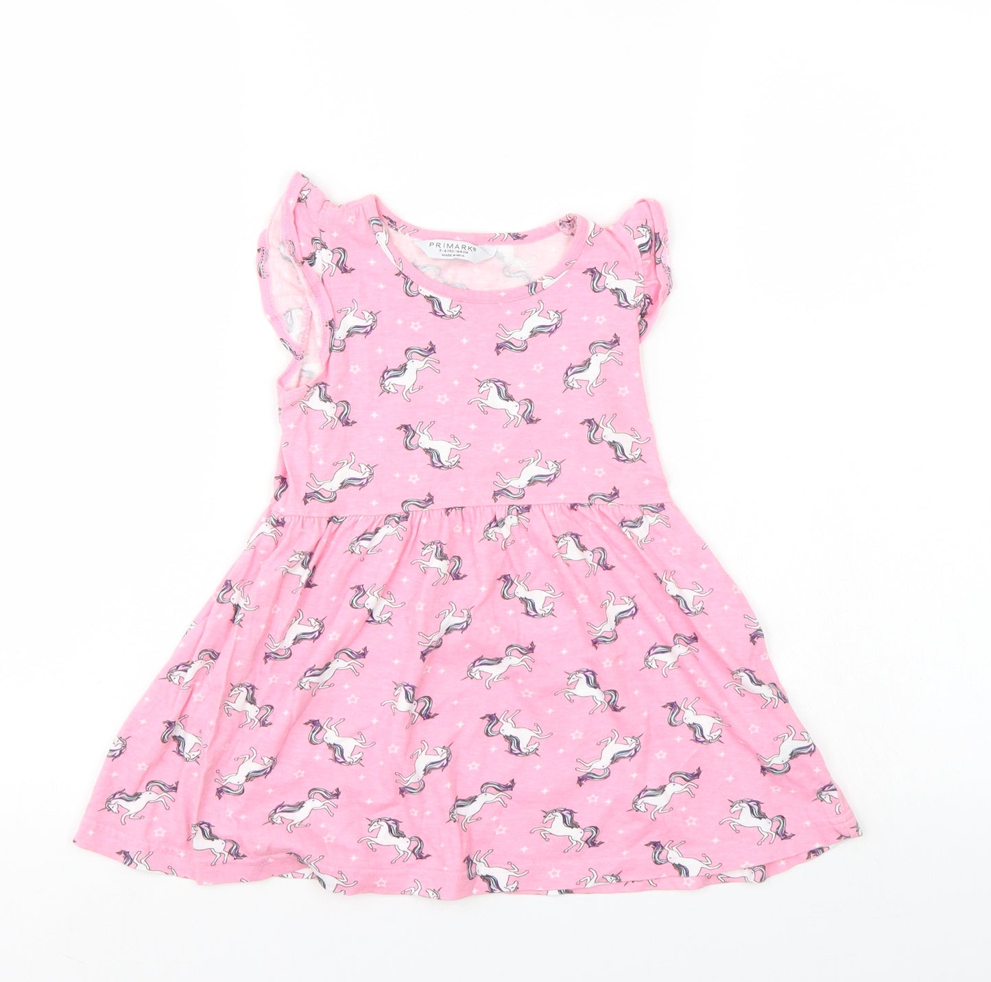 Primark Girls Pink Animal Print  T-Shirt Dress  Size 2-3 Years