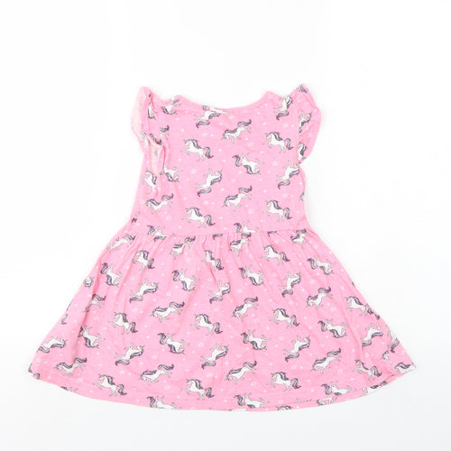 Primark Girls Pink Animal Print  T-Shirt Dress  Size 2-3 Years