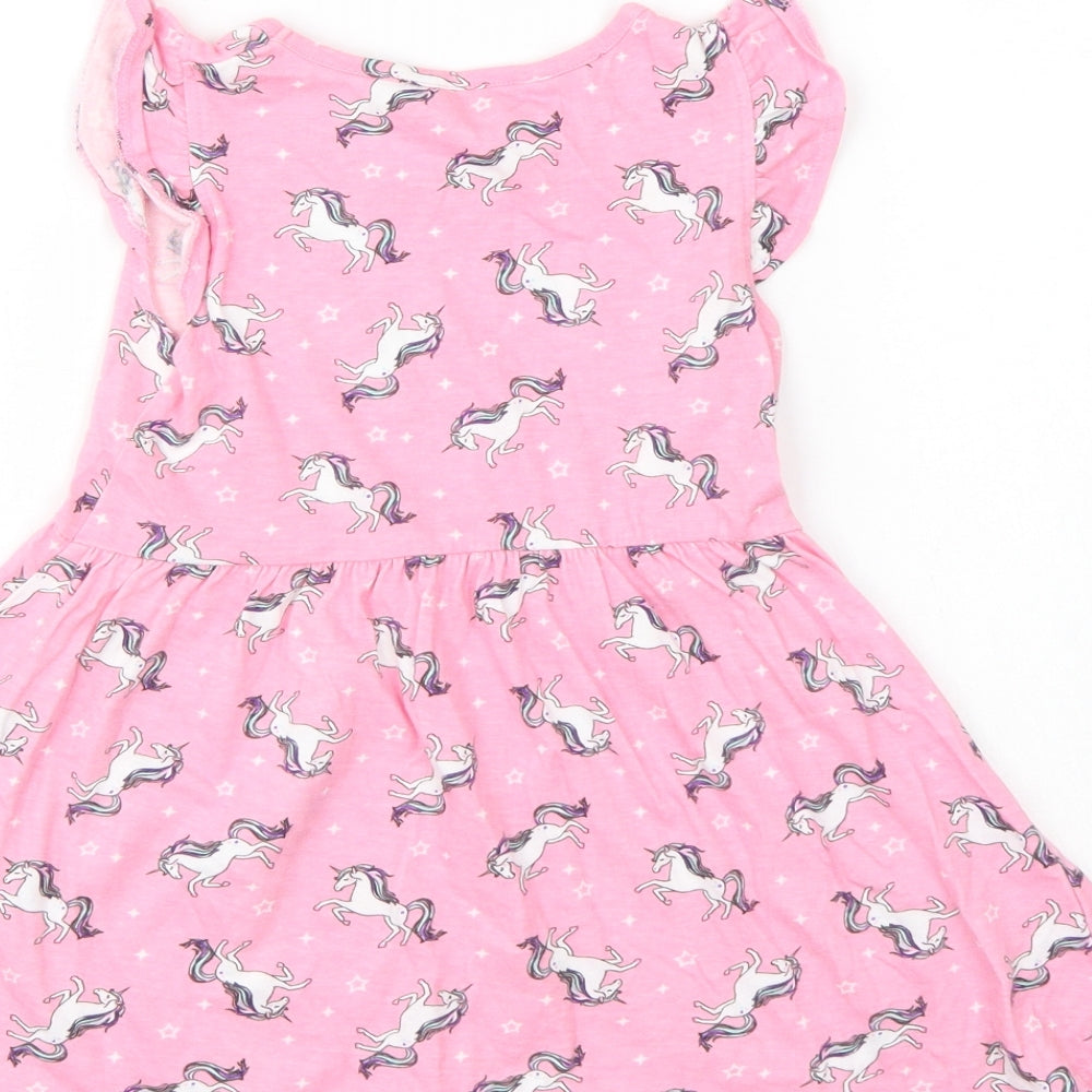 Primark Girls Pink Animal Print  T-Shirt Dress  Size 2-3 Years