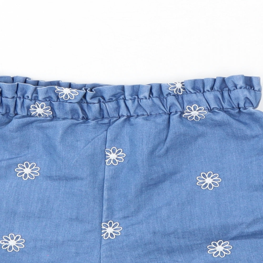 George Girls Blue Floral  Sweat Shorts Size 3-4 Years
