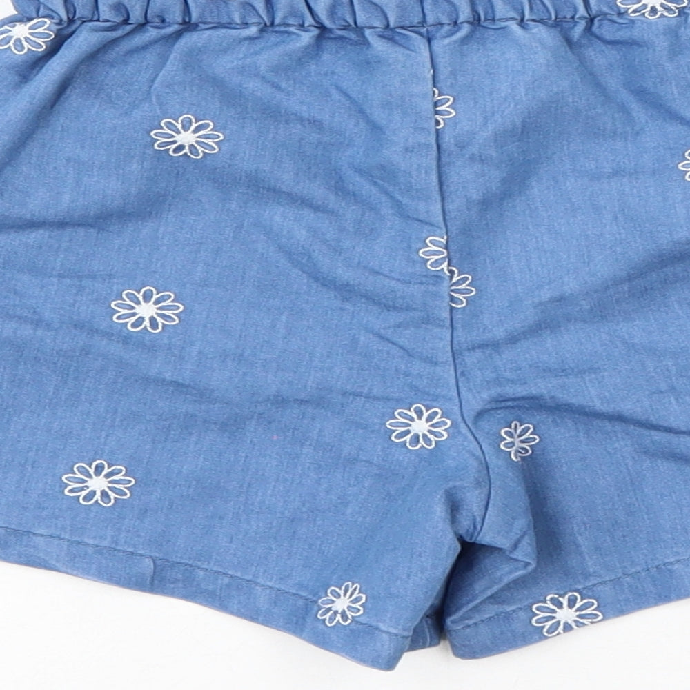 George Girls Blue Floral  Sweat Shorts Size 3-4 Years